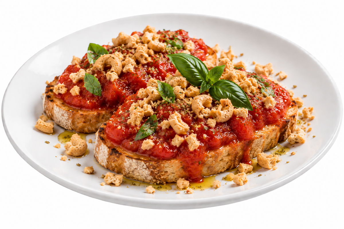 Bruschetta alla Napoletana mit Olivenöl und Taralli