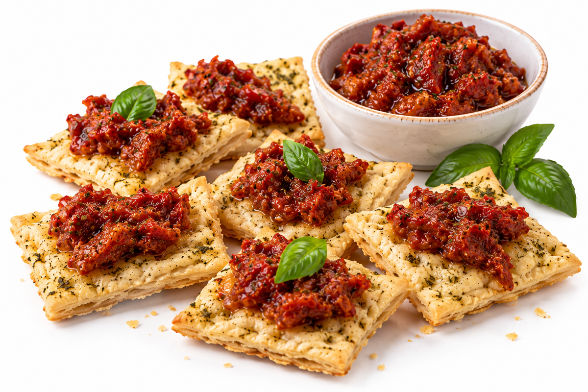 Sfogliatine al Pesto con Pomodori Secchi - Sfogliatine mit Pesto und getrockneten Tomaten