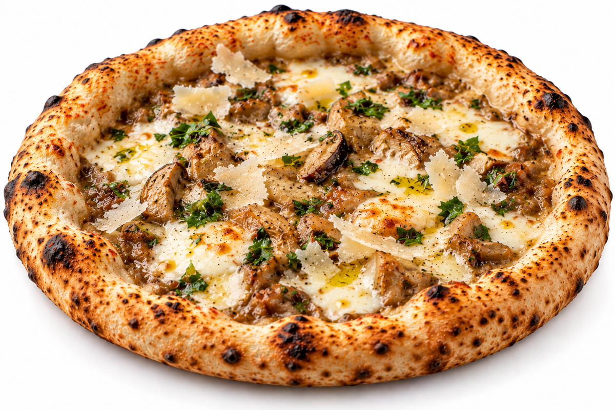 Pizza mit Steinpilzsauce