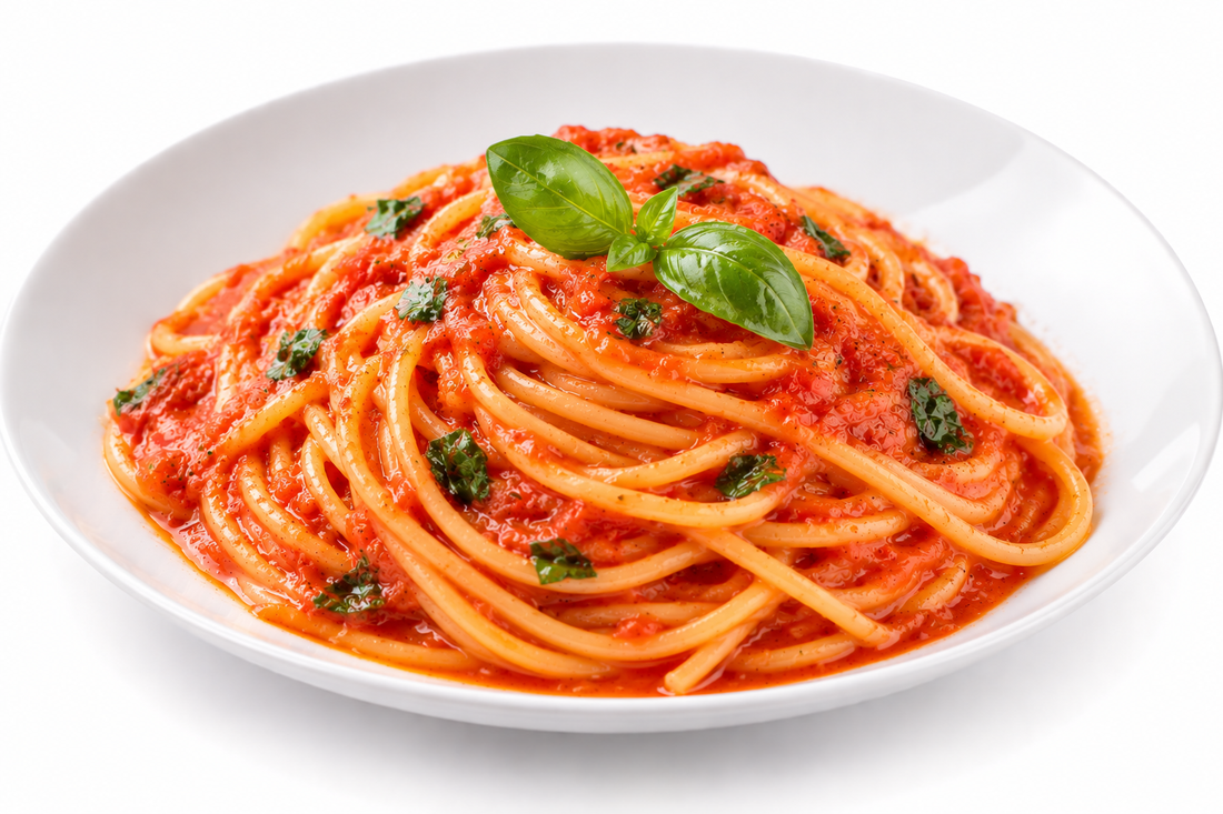 Spaghetti al Pomodoro con Olio Leccino -Spaghetti al Pomodoro mit Leccino-Olivenöl