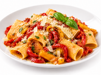Paccheri con Peperoni e Parmigiano (Premium) - Paccheri mit Paprika und Parmigiano (Premium)