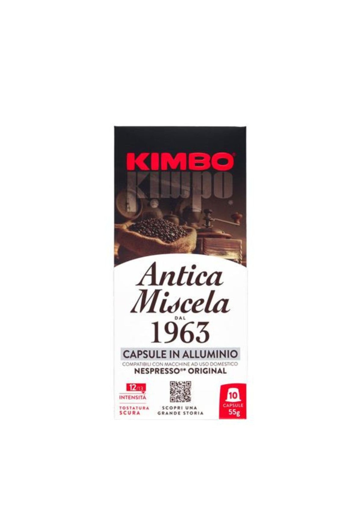Kimbo Antica Miscela dal 1963 Aluminium Kapseln Nespresso®* kompatibel (10er-Pack / 10 x 5,5g) –  italienischer Espresso