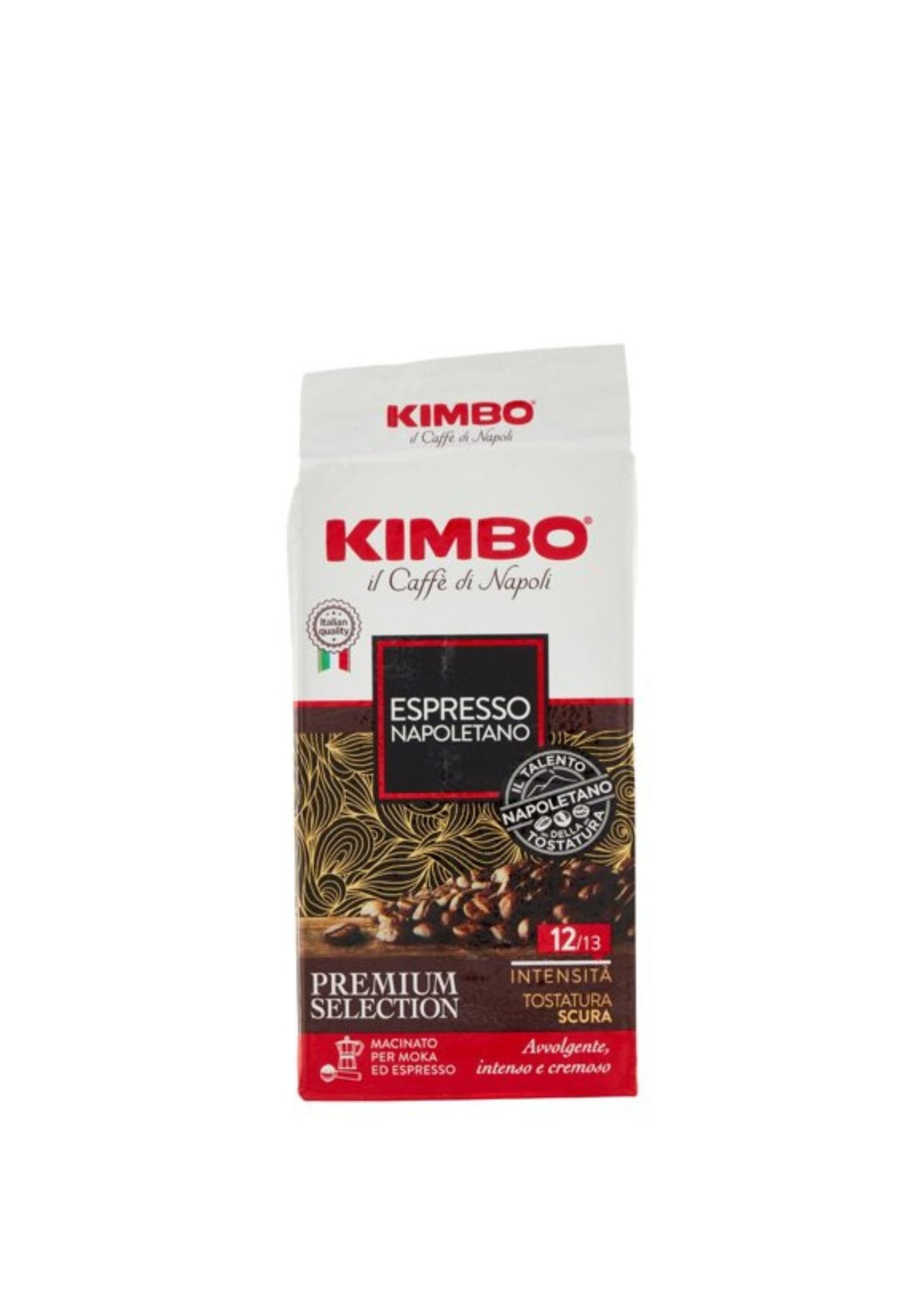 Kimbo Espresso Napoletano Gemahlener Kaffee (250g Packung) – dunkel geröstet für Moka & Siebträger