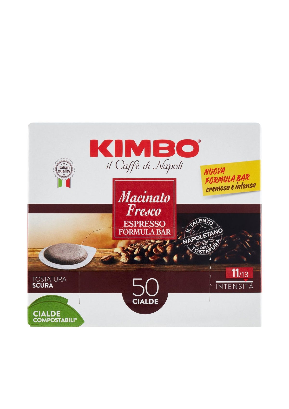 Kimbo Macinato Fresco  Kaffeepads 44mm kompostierbar (50er-Pack / 365g) – neapolitanischer Espresso ausgewogen & vollmundig