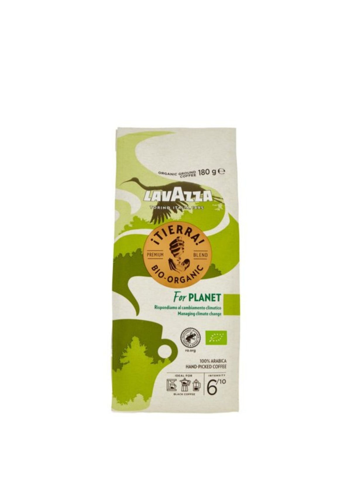Lavazza ¡Tierra! Bio-Organic For Planet Gemahlener Kaffee (180g) – 100% Arabica Bio & Rainforest Alliance für Moka & Filter