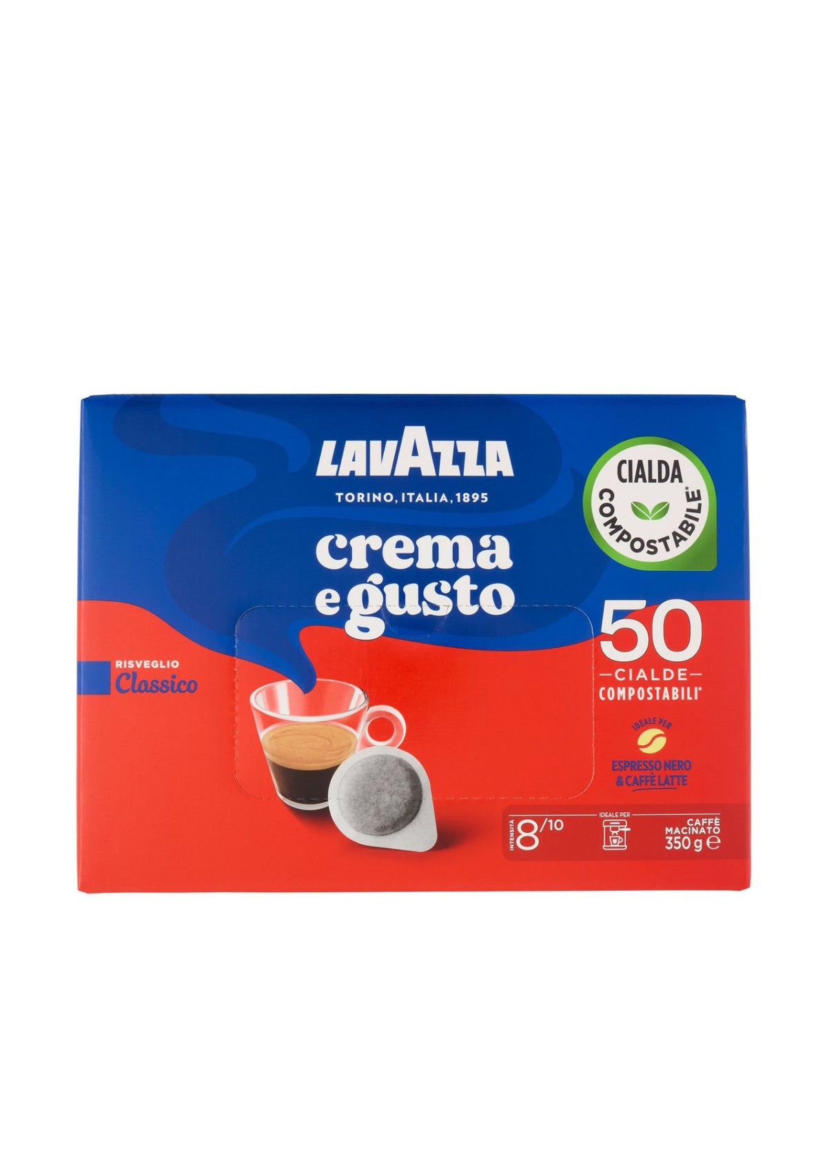 Lavazza Crema e Gusto Classico Kaffeepads 44mm kompostierbar (50er-Pack / 350g) – samtig & vollmundig mit feiner Schokonote