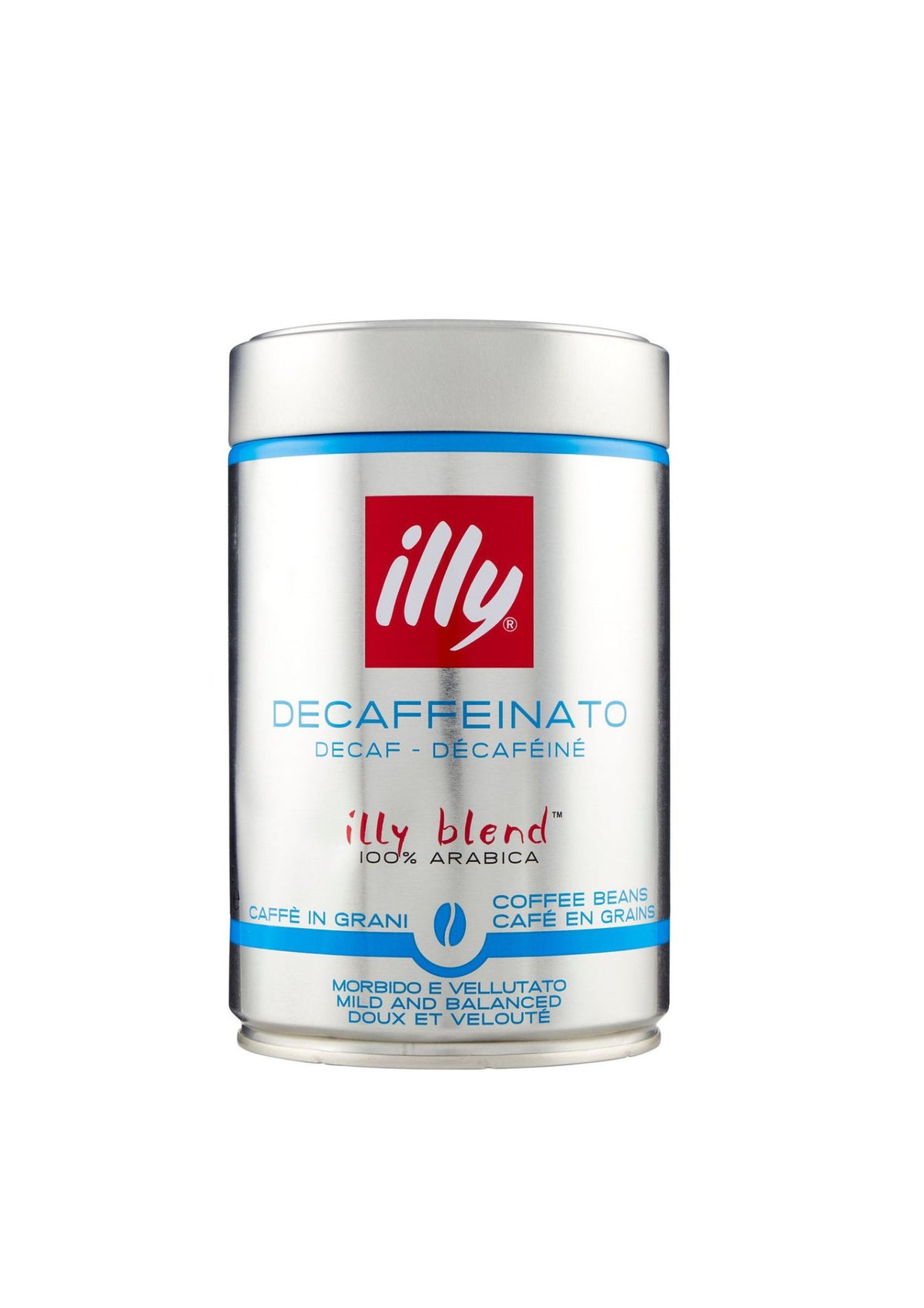 illy Decaffeinato Ganze Bohnen entkoffeiniert (250g Dose) – 100% Arabica Blend sanft & samtig für Vollautomat & Siebträger