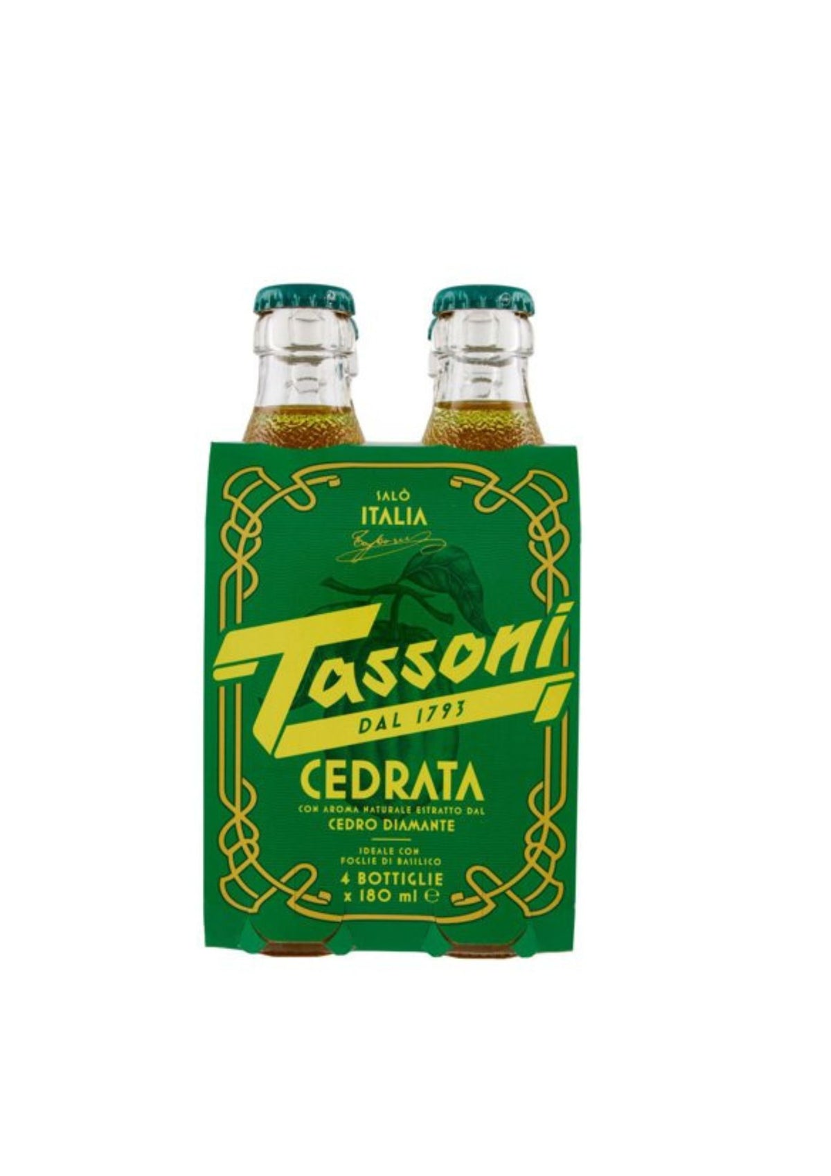 Cedrata Tassoni Soda Glasflaschen (4er-Pack / 4 x 180ml) – italienisch Original