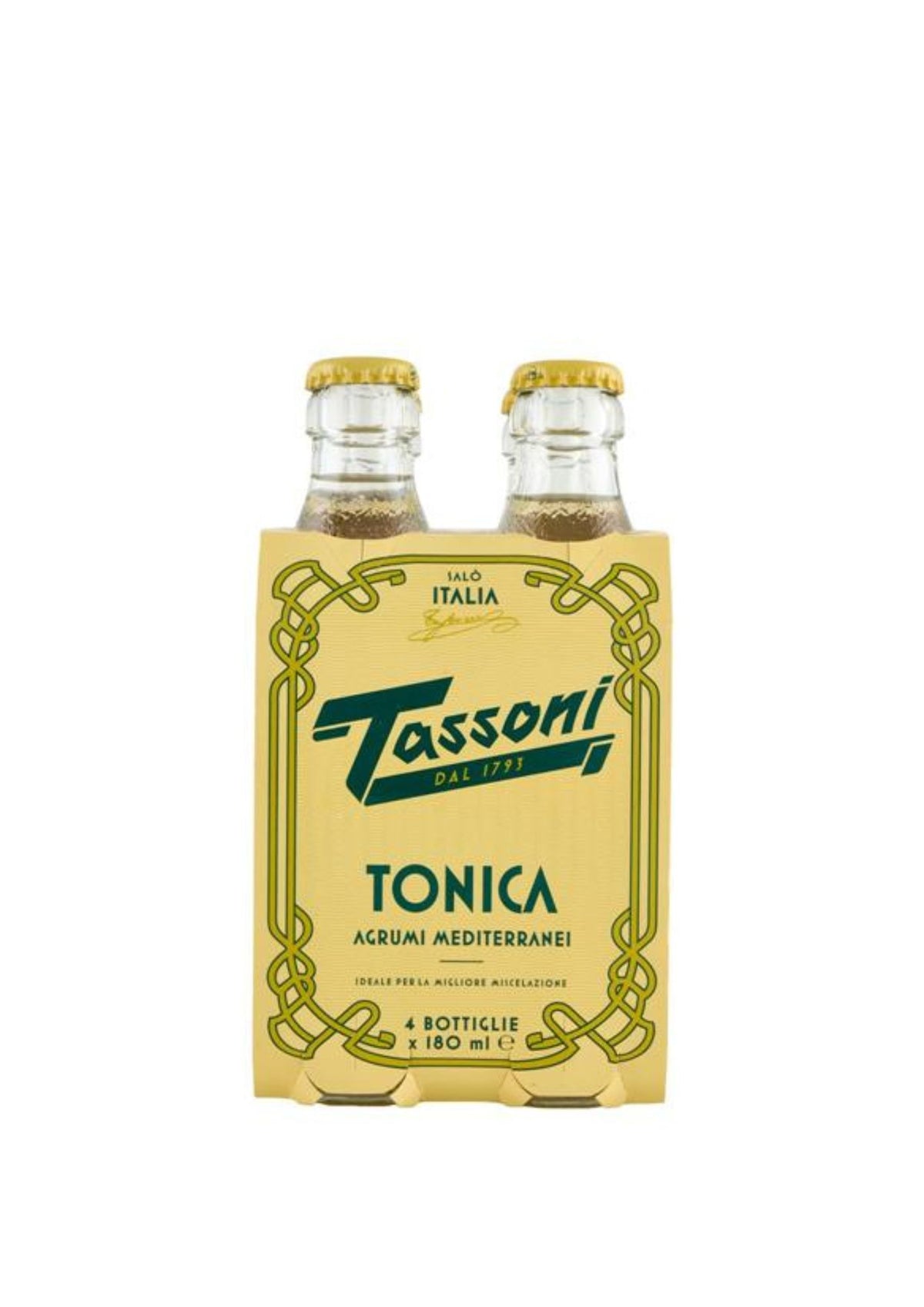 Tassoni Tonica agli Agrumi Mediterranei Glasflaschen (4er-Pack / 4 x 180ml) – italienisch Original