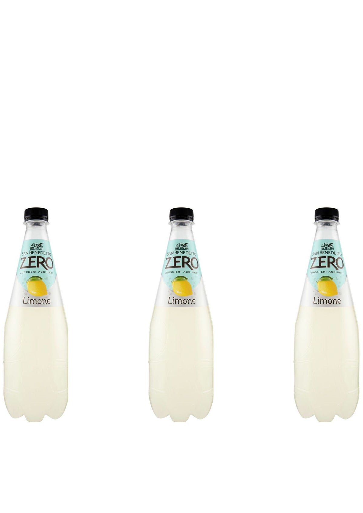 San Benedetto Zero Limone PET Flaschen (3er-Pack / 3 x 0,75L) ohne Zucker – prickelnde Zitronenlimonade – italienisch Original