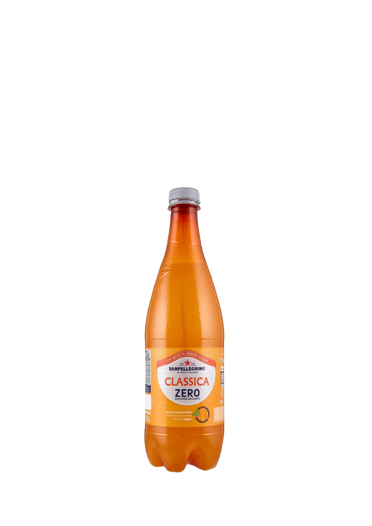 Sanpellegrino Aranciata Zero PET Flasche (0,75L) ohne Zuckerzusatz – italienische Orangenlimonade Original