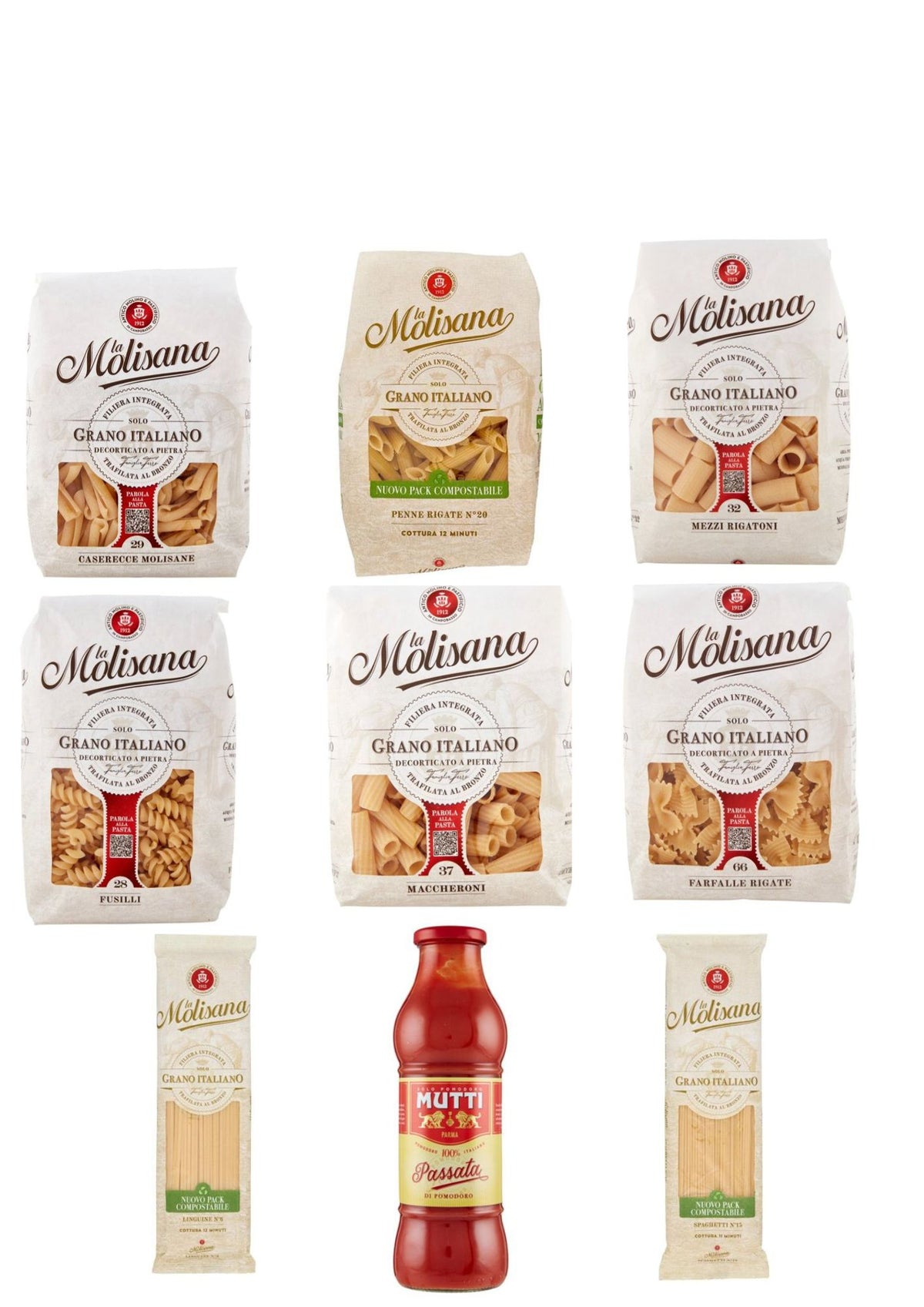 La Molisana Chef Tasting Mix (8 x 500g) + GRATIS Mutti Passata (700g) – italienisch Original
