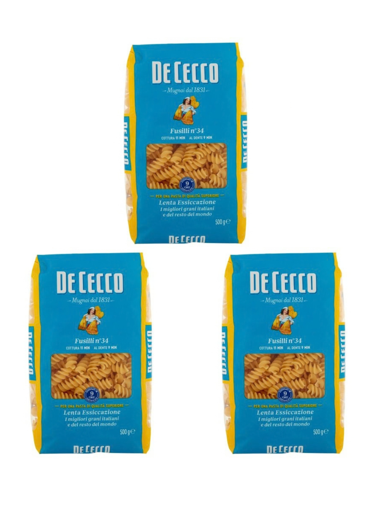 De Cecco Fusilli N° 34 (3er-Pack / 3 x 500g) – Pasta aus den Abruzzen – italienisch Original