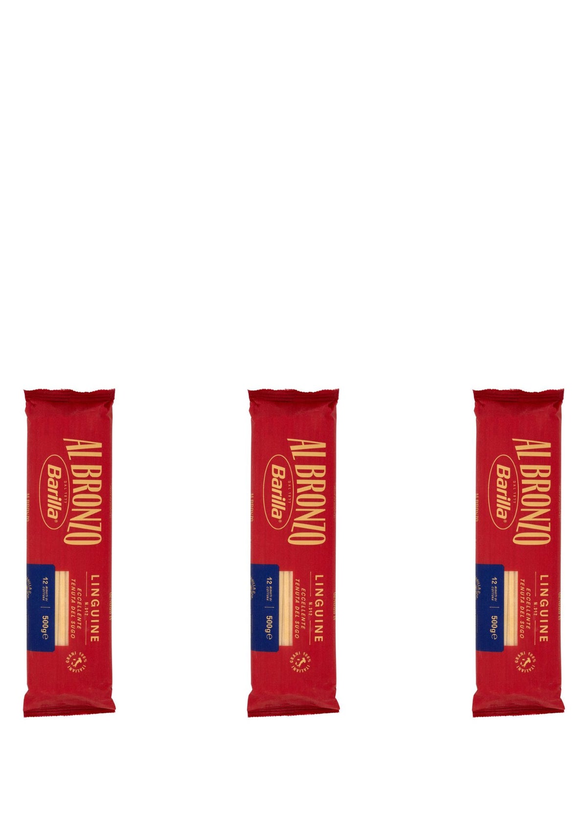 Barilla Al Bronzo Linguine (3 x 500g) – Pasta aus der Emilia-Romagna – italienisch Original