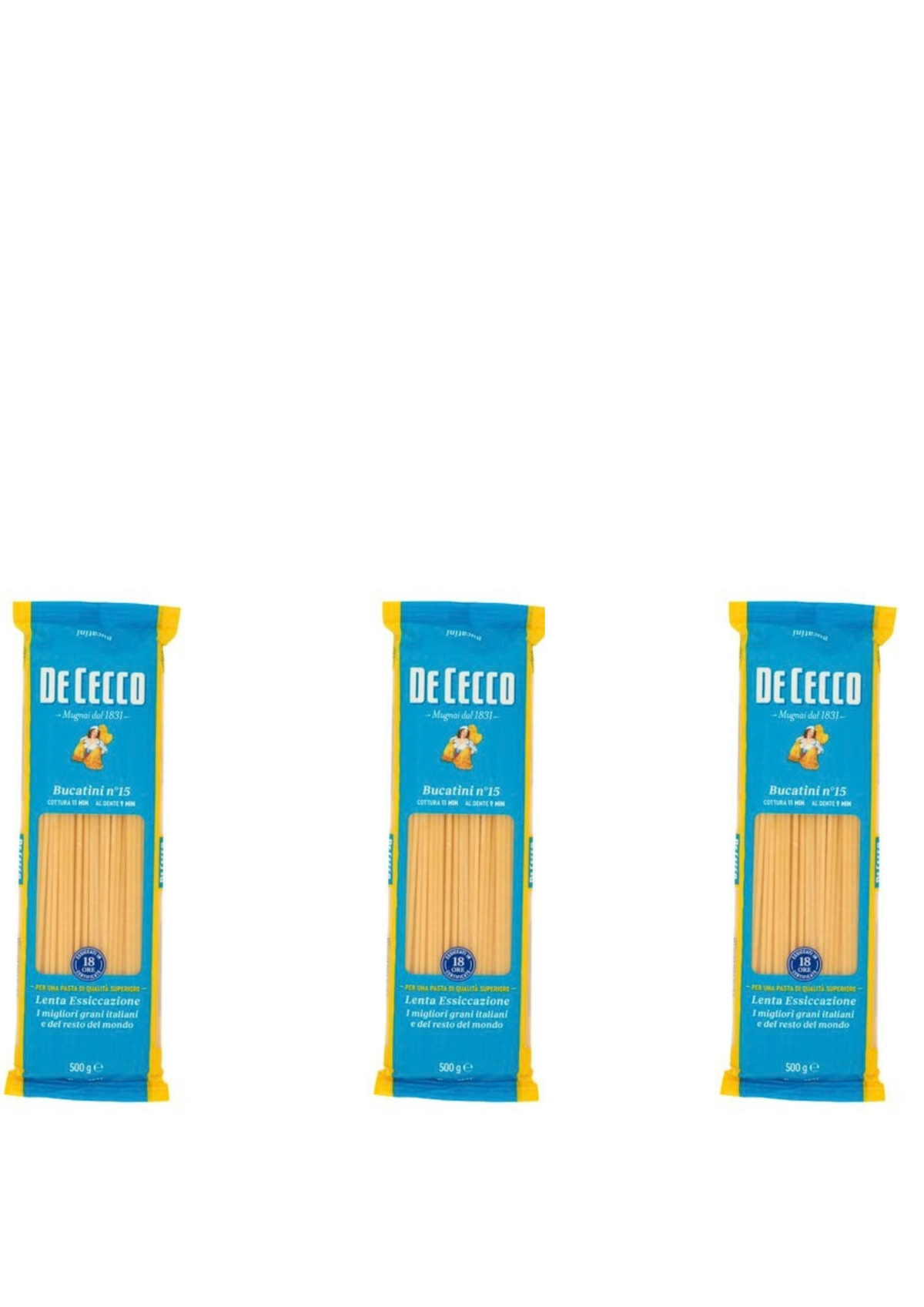 De Cecco Bucatini N° 15 (3er-Pack / 3 x 500g) – Pasta aus den Abruzzen – italienisch Original