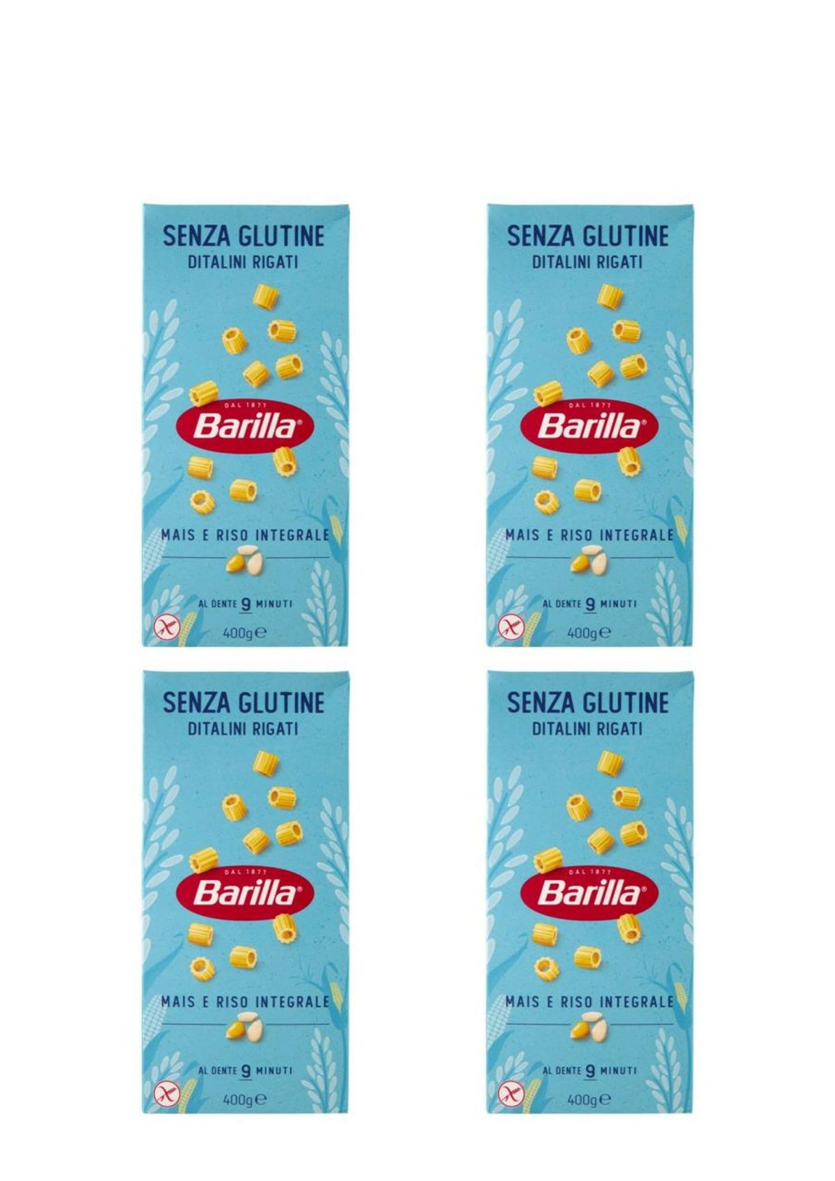 Barilla Ditalini Rigati Senza Glutine (4 x 400g) – Glutenfreie Pasta aus der Emilia-Romagna – italienisch Original