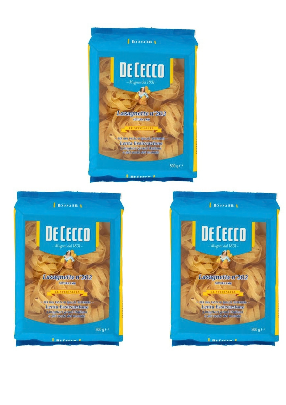 De Cecco Lasagnette N° 202 Spezialitäten (3er-Pack / 3 x 500g) – Pasta aus den Abruzzen – italienisch Original