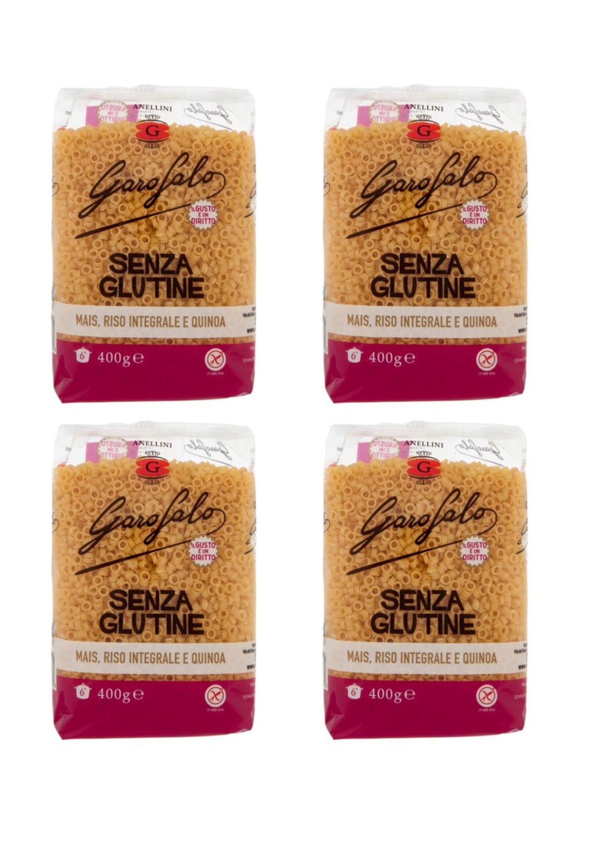 Garofalo Anellini Senza Glutine (4 x 400g) – Glutenfreie Pasta aus Gragnano – italienisch Original
