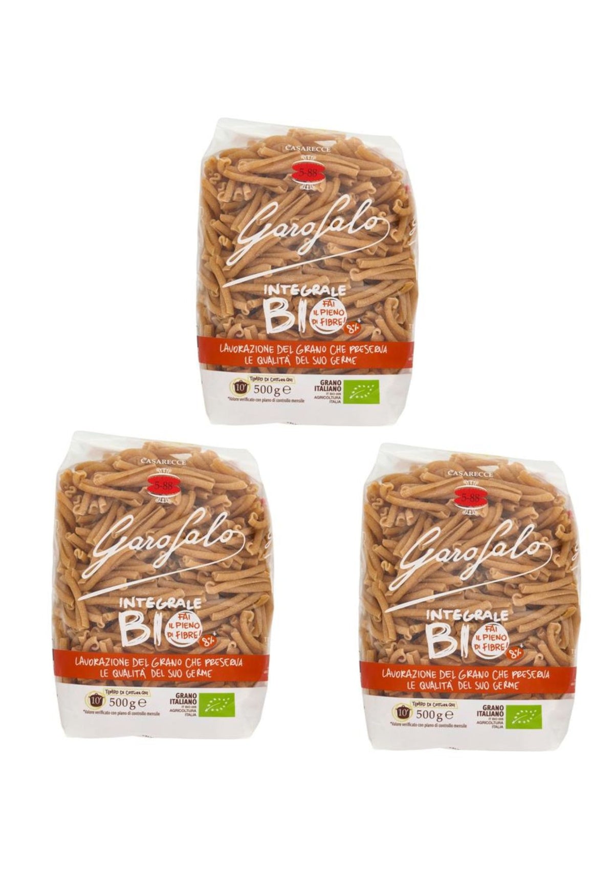 Garofalo Casarecce Integrali Bio (3 x 500g) – Bio-Vollkorn-Pasta aus Gragnano – italienisch Original