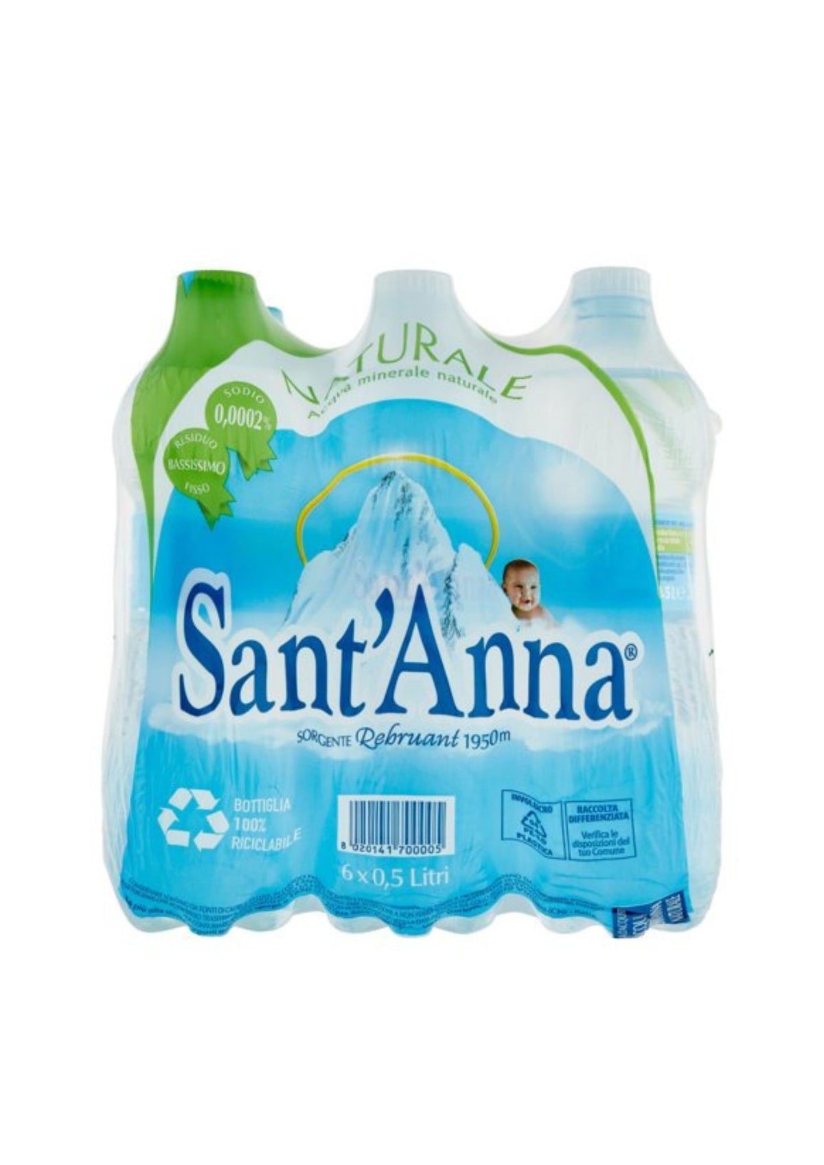 Sant'Anna Mineralwasser ohne Kohlensäure (6 x 0,5L PET) – italienisch Original