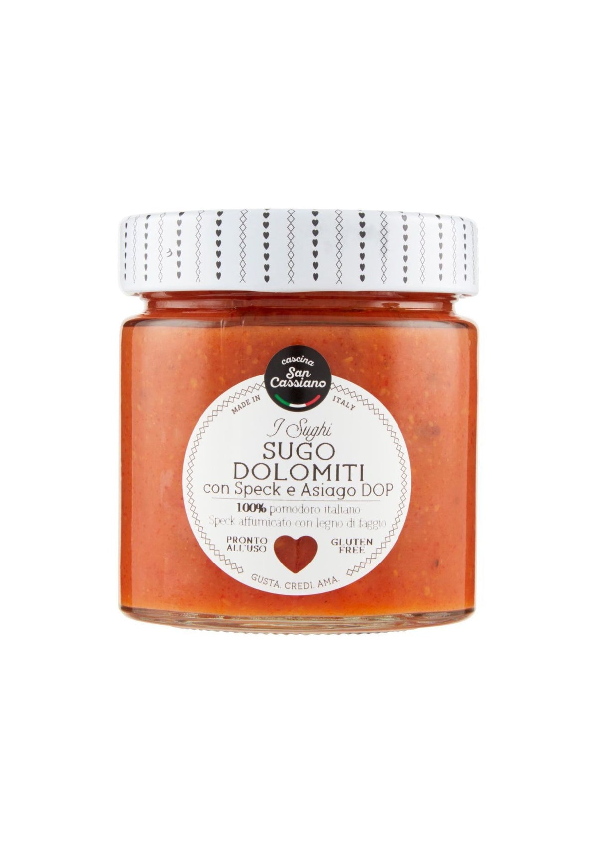 Cascina San Cassiano Sauce mit Speck und Asiago DOP – italienisch Original – 190 g