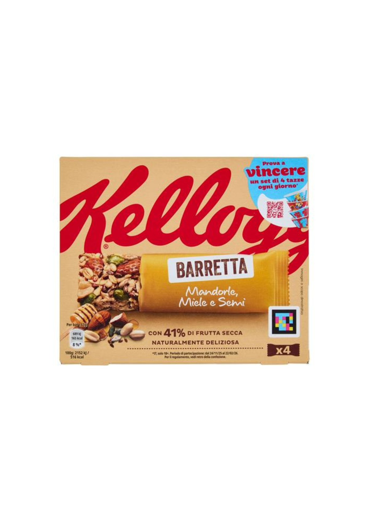 Kellogg's – Riegel mit Erdnüssen, Mandeln, Samen, Hafer und Honig (4er-Pack) – 4 × 32 g