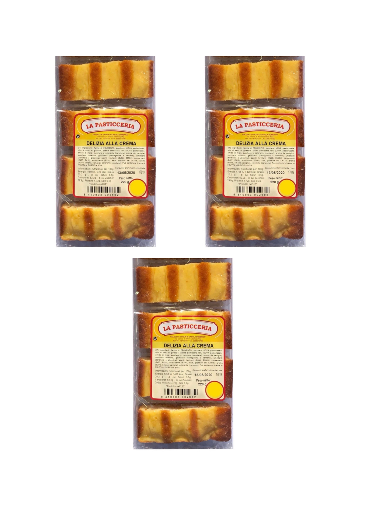 La Pasticceria Torte alla crema con ripieno di crema – originale italiano – confezione da 3 – 3 x 220 g