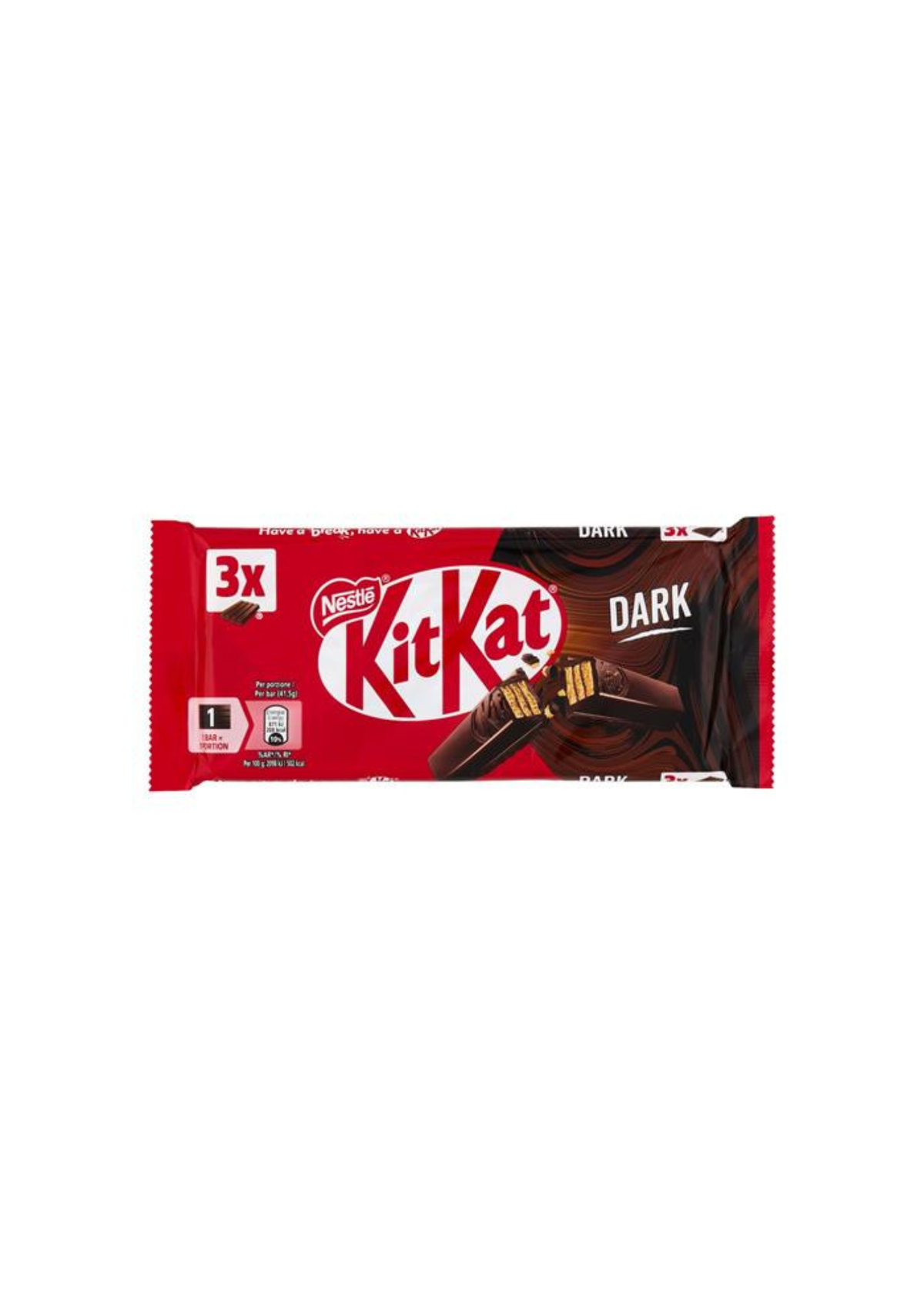 KITKAT Dark – Knusprige Waffel mit Zartbitterschokoladenüberzug (3er-Pack) – 3 × 41,5 g