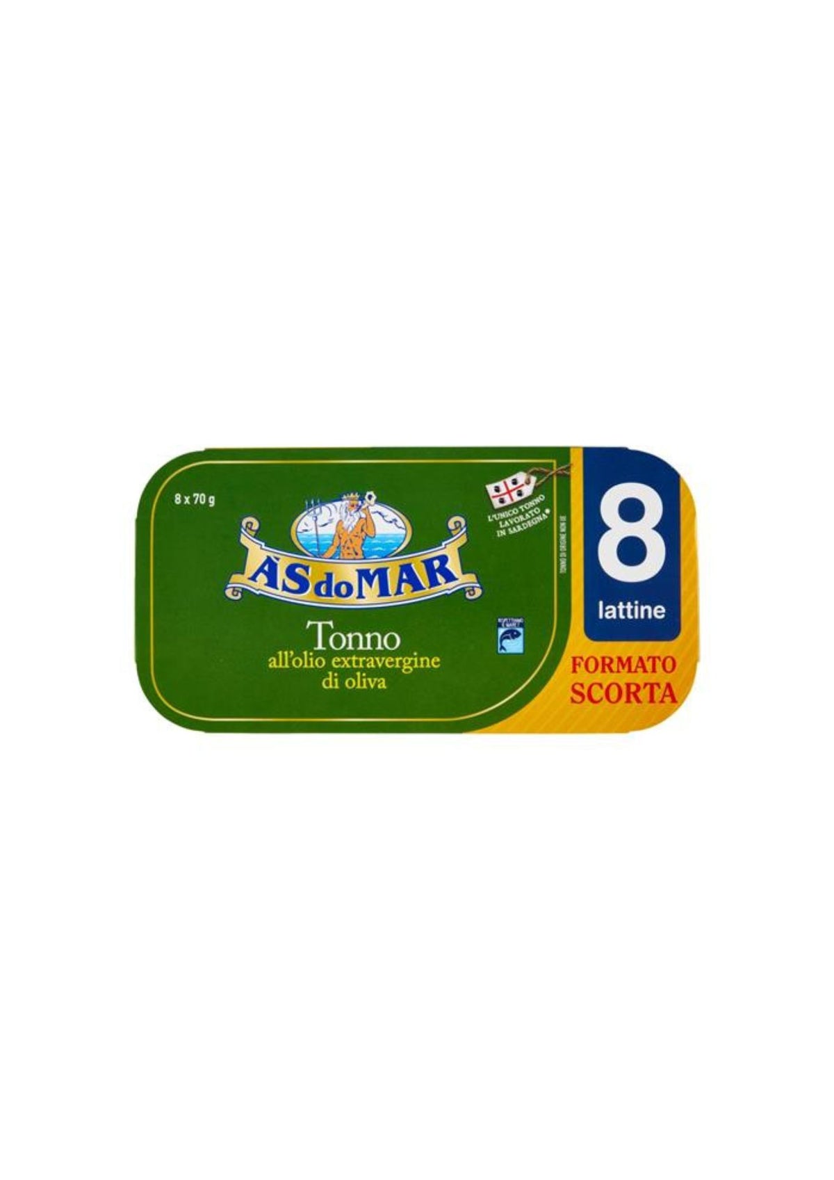 Asdomar Thunfisch mit nativem Olivenöl – italienisch Original – 8er-Pack – 8 × 70 g