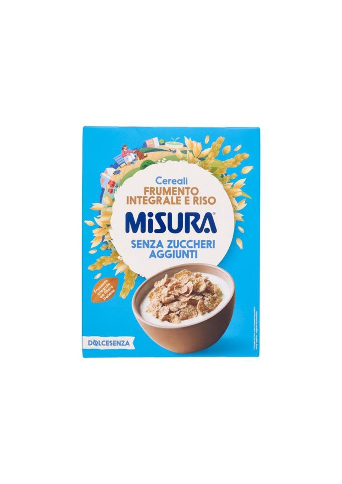 Misura Dolcesenza – Knusprige Vollkorn-Weizen-, Hafer- und Reisflocken ohne Zuckerzusatz  – italienisch Original –  1 × 350 g