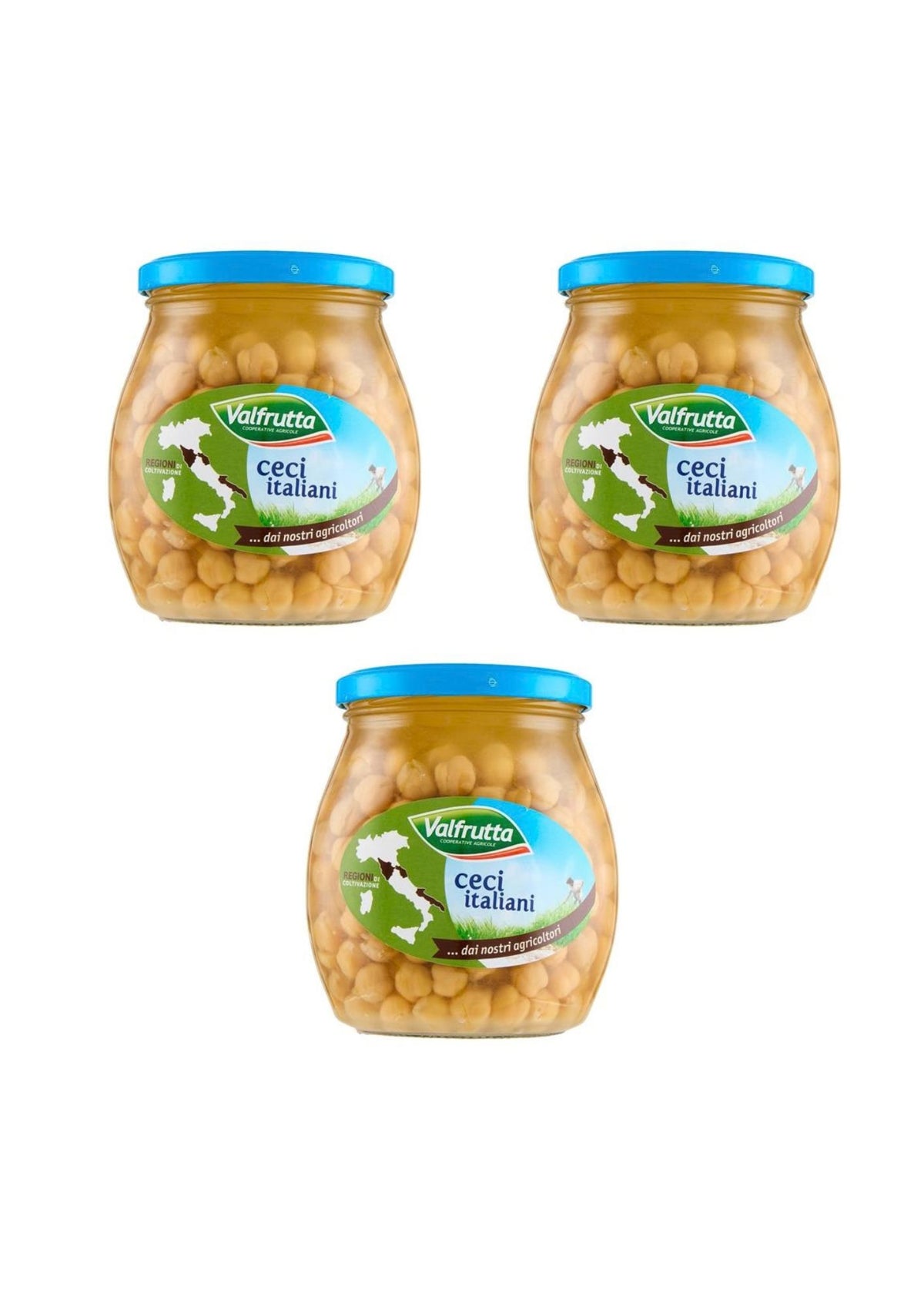 Valfrutta Italienische Kichererbsen – italienisch Original – 3er-Pack – 3 × 570 g