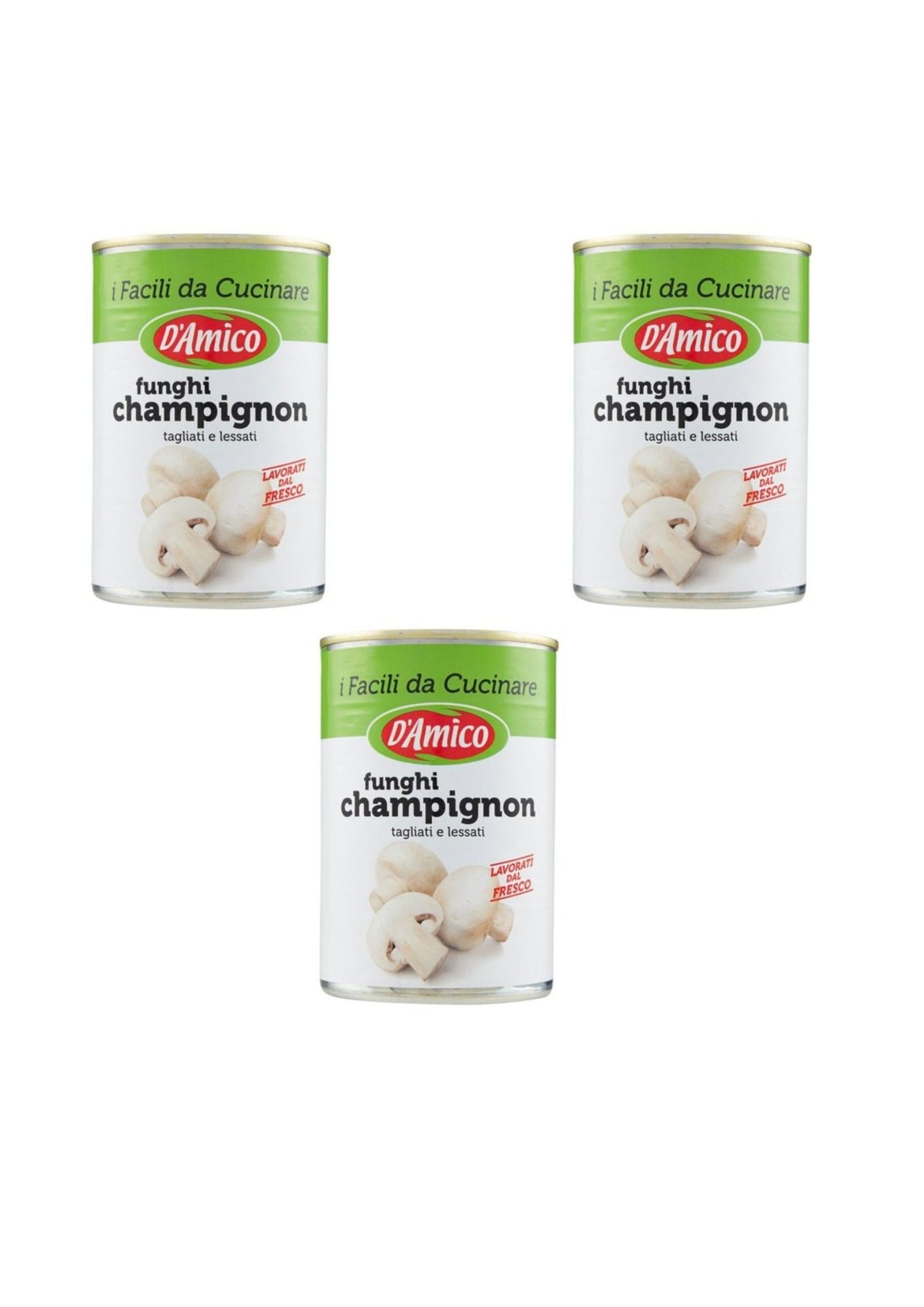 D'Amico Champignons natur – 3er-Pack – 3 × 400 g