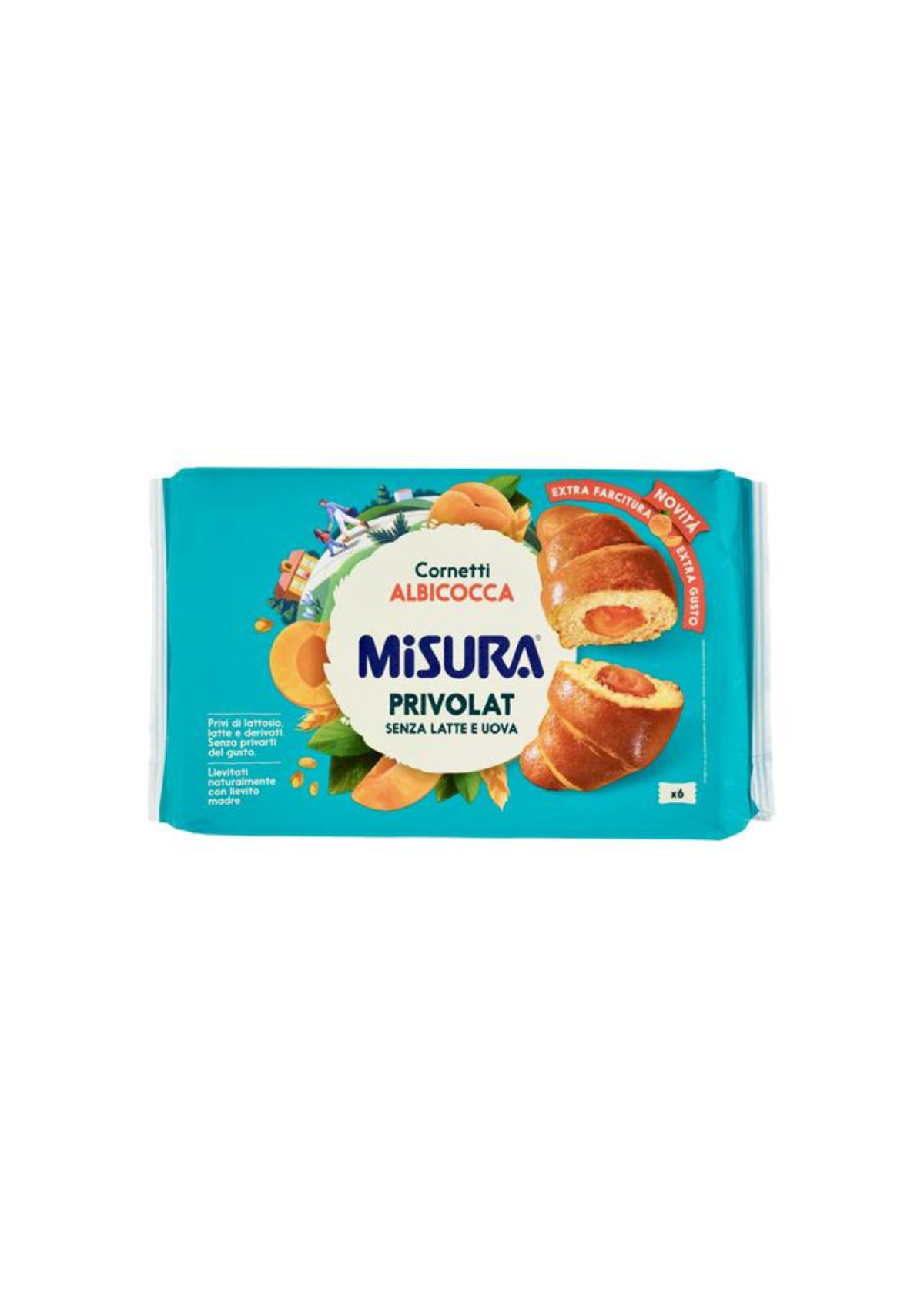 Misura Privolat – Weiche Cornetti mit Aprikosenfüllung- italienisch Original- (6er-Pack) – 6 × 49,7 g