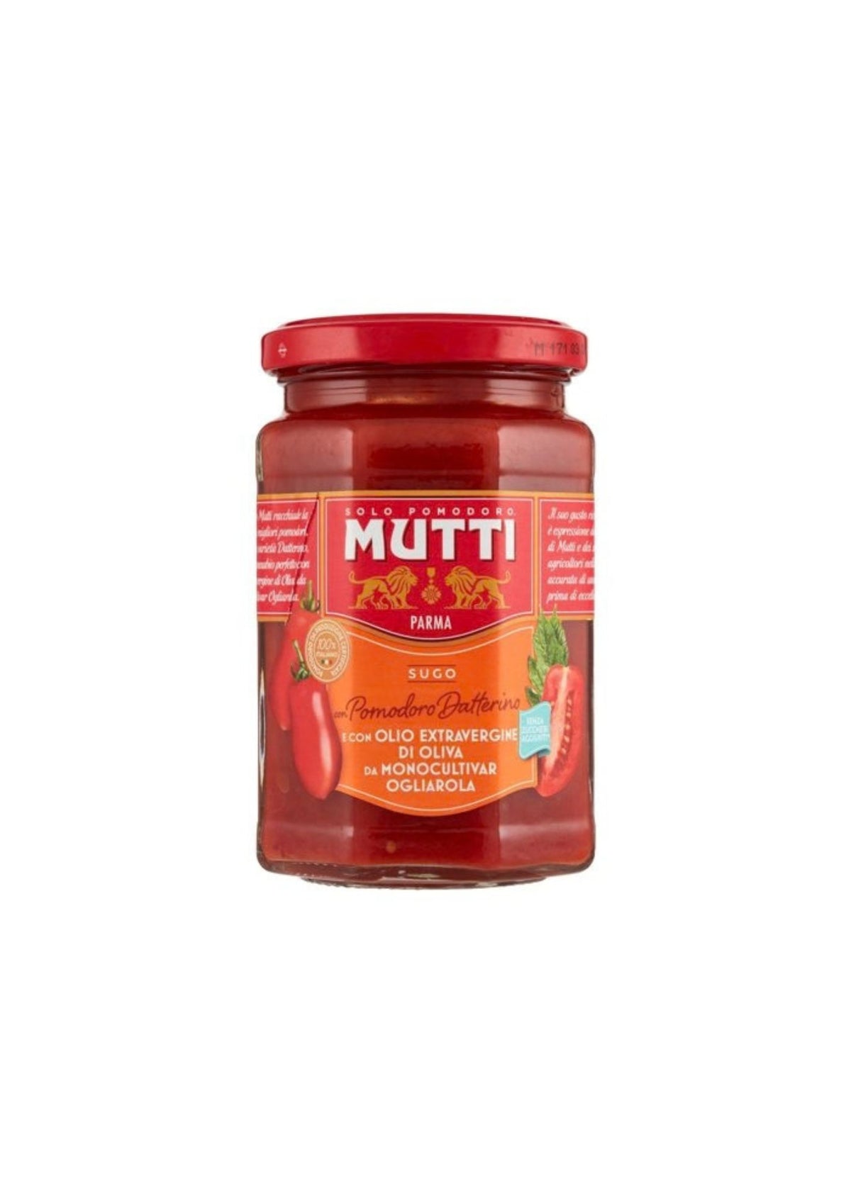 Mutti Sugo mit Datterino-Tomaten und nativem Olivenöl extra der Monocultivar Ogliarola – italienisch Original – 280 g