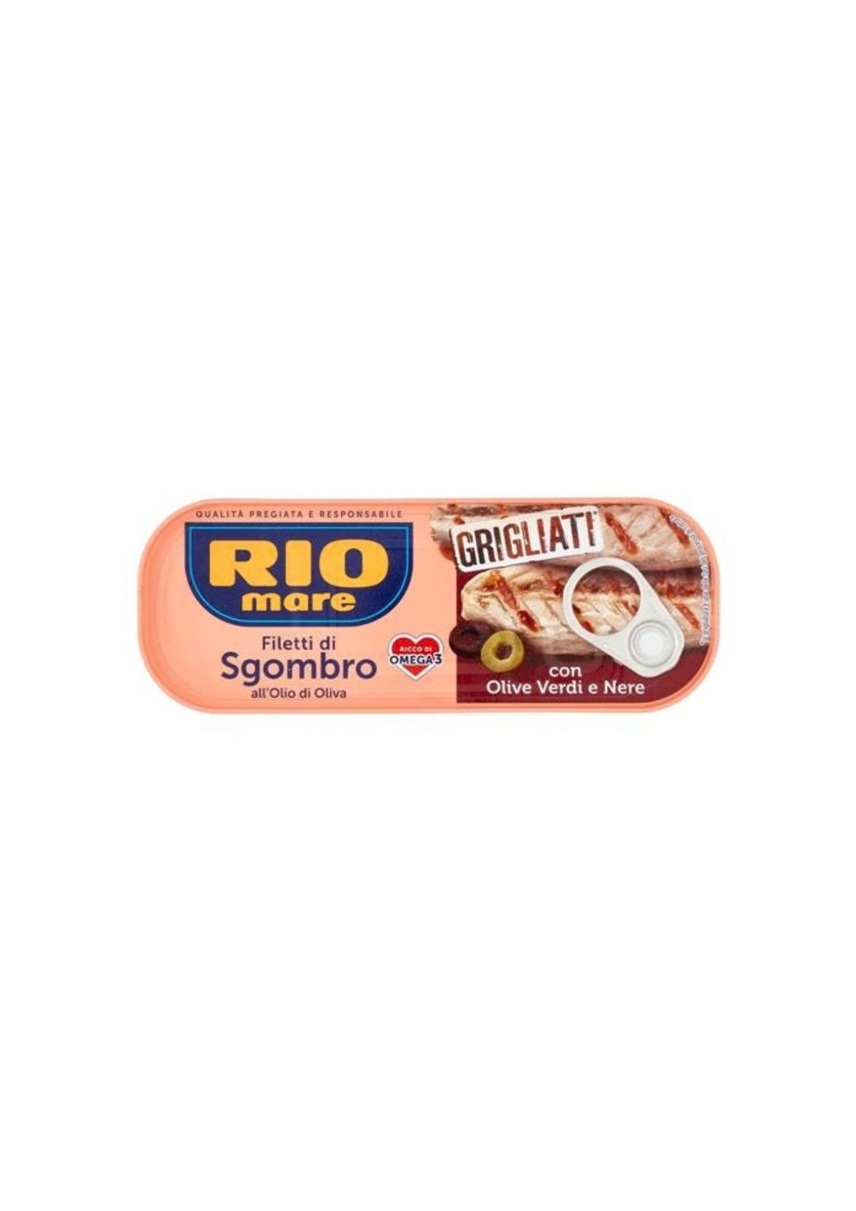 Rio Mare Gegrillte Makrelenfilets mit grünen und schwarzen Oliven – italienisch Original – 120 g