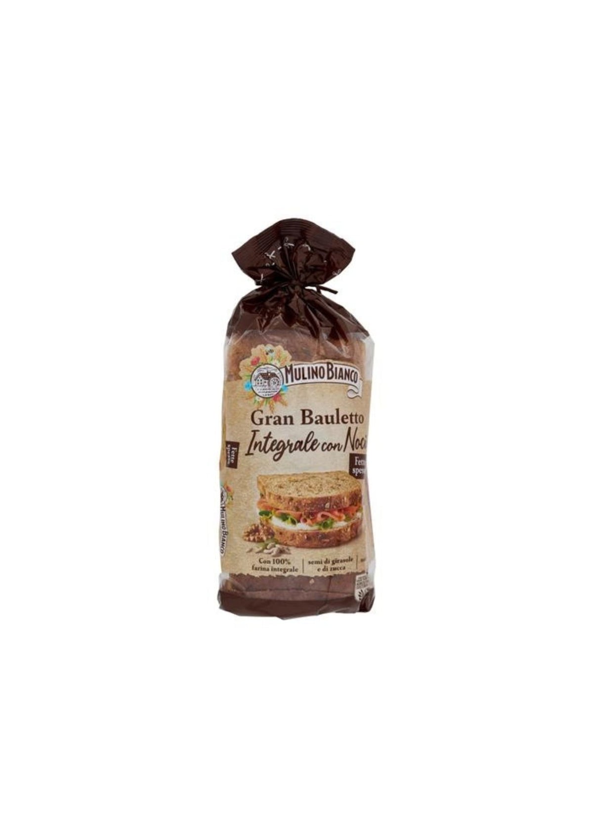 Mulino Bianco Gran Bauletto Vollkornbrot mit Sonnenblumenkernen, Kürbiskernen und Walnüssen – italienisch Original – 2er-Pack – 2 × 465 g