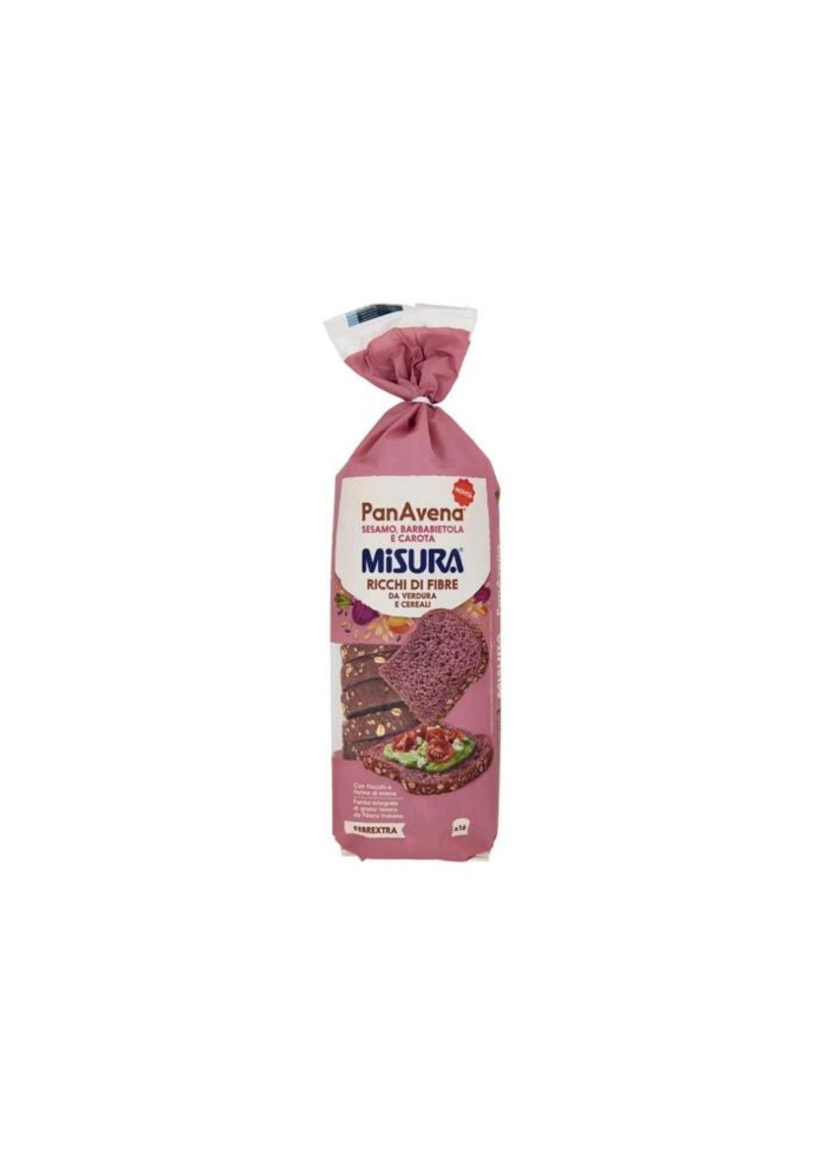 Misura Fibrextra PanAvena – Vollkornbrot mit Hafer, Sesam, Roter Bete und Karotte – italienisch Original – 2er-Pack – 2 × 400 g