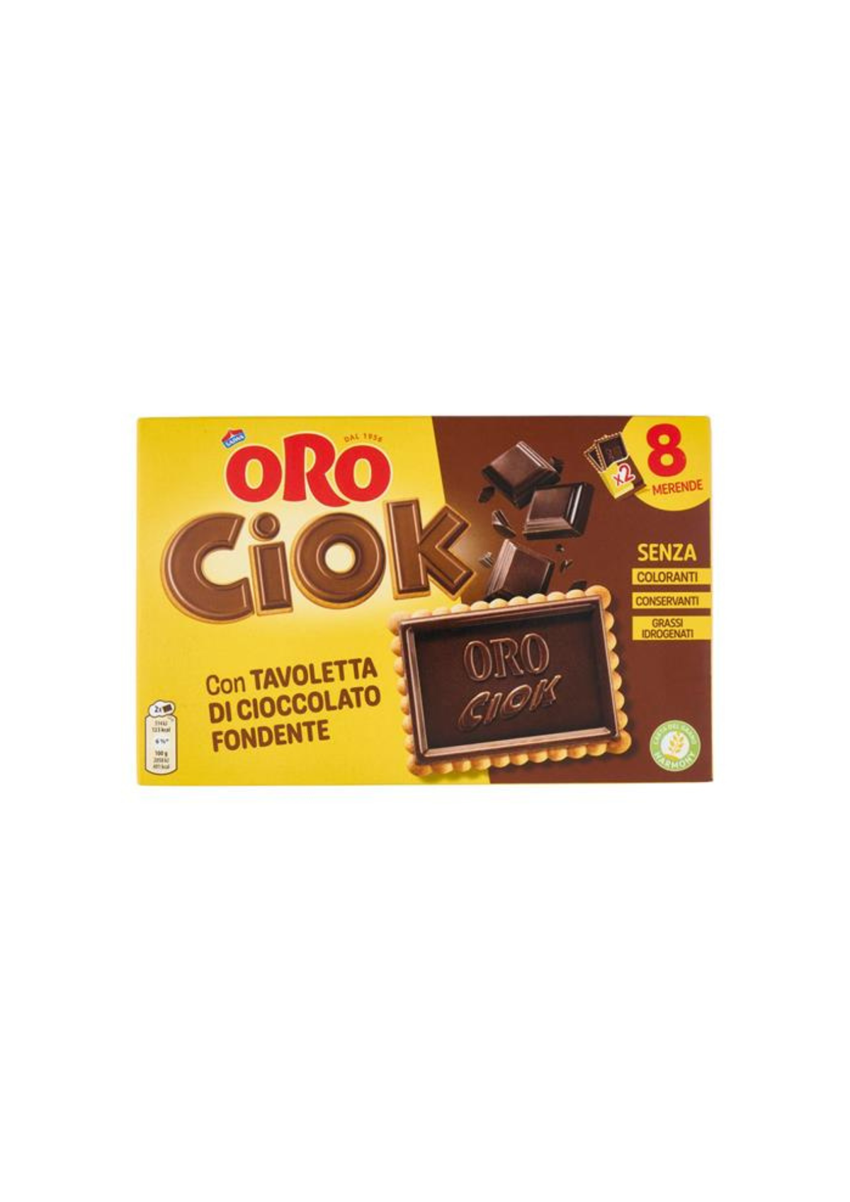 Oro Ciok – Kekse mit Zartbitterschokoladentafel -italienisch Original- (8er-Pack) – 8 × 25 g