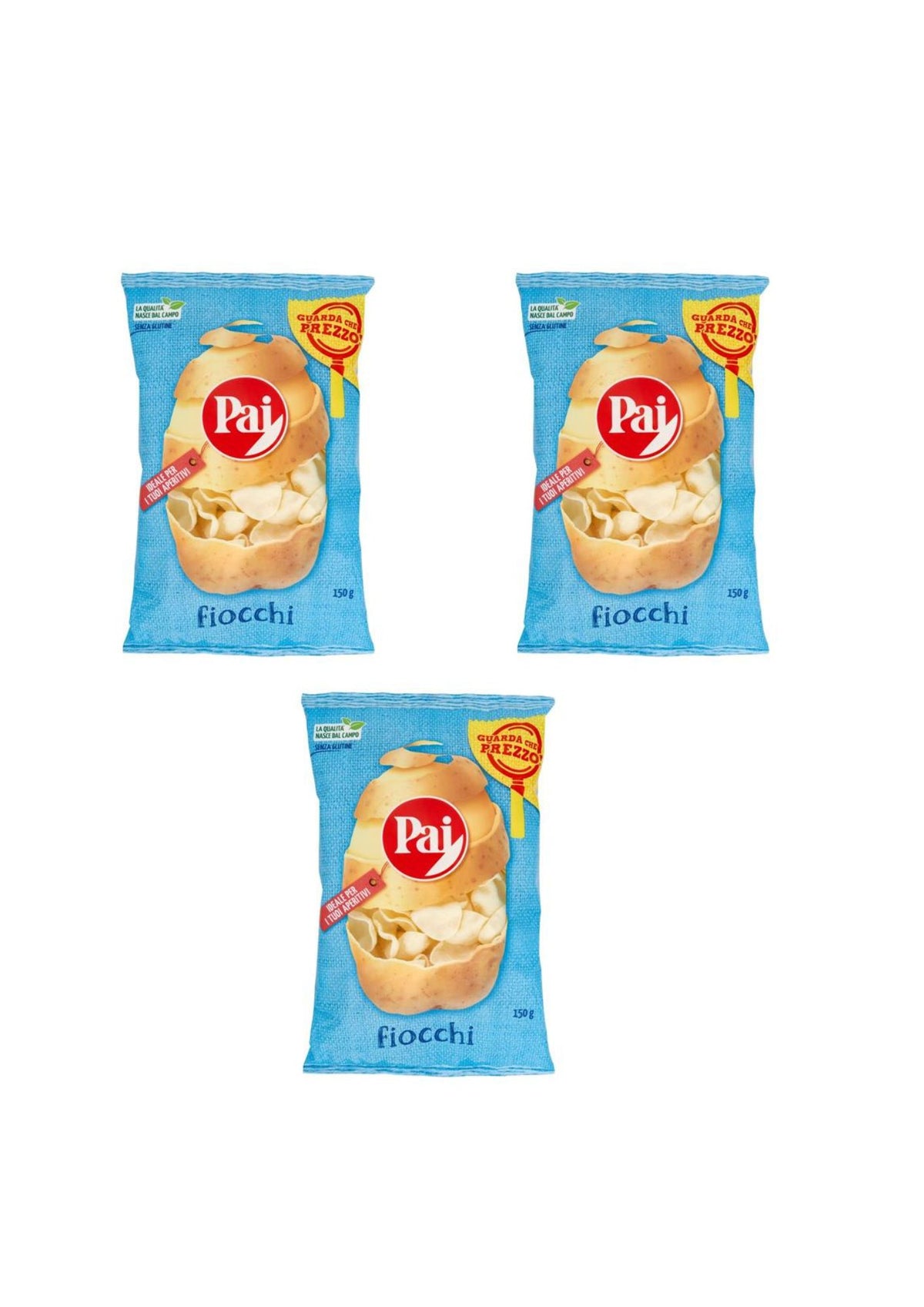 PAI Kartoffelflocken-Snack (3er-pack) – 3x150 g – Original italienischer Snack