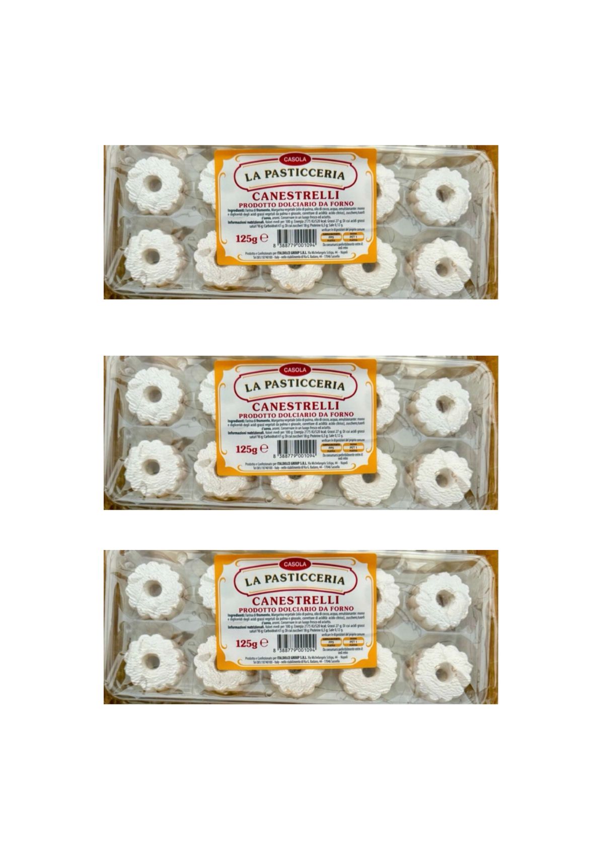 Casola Canestrelli – Frollini italiani – Ricetta originale italiana – Confezione da 3 – 3 x 125 g