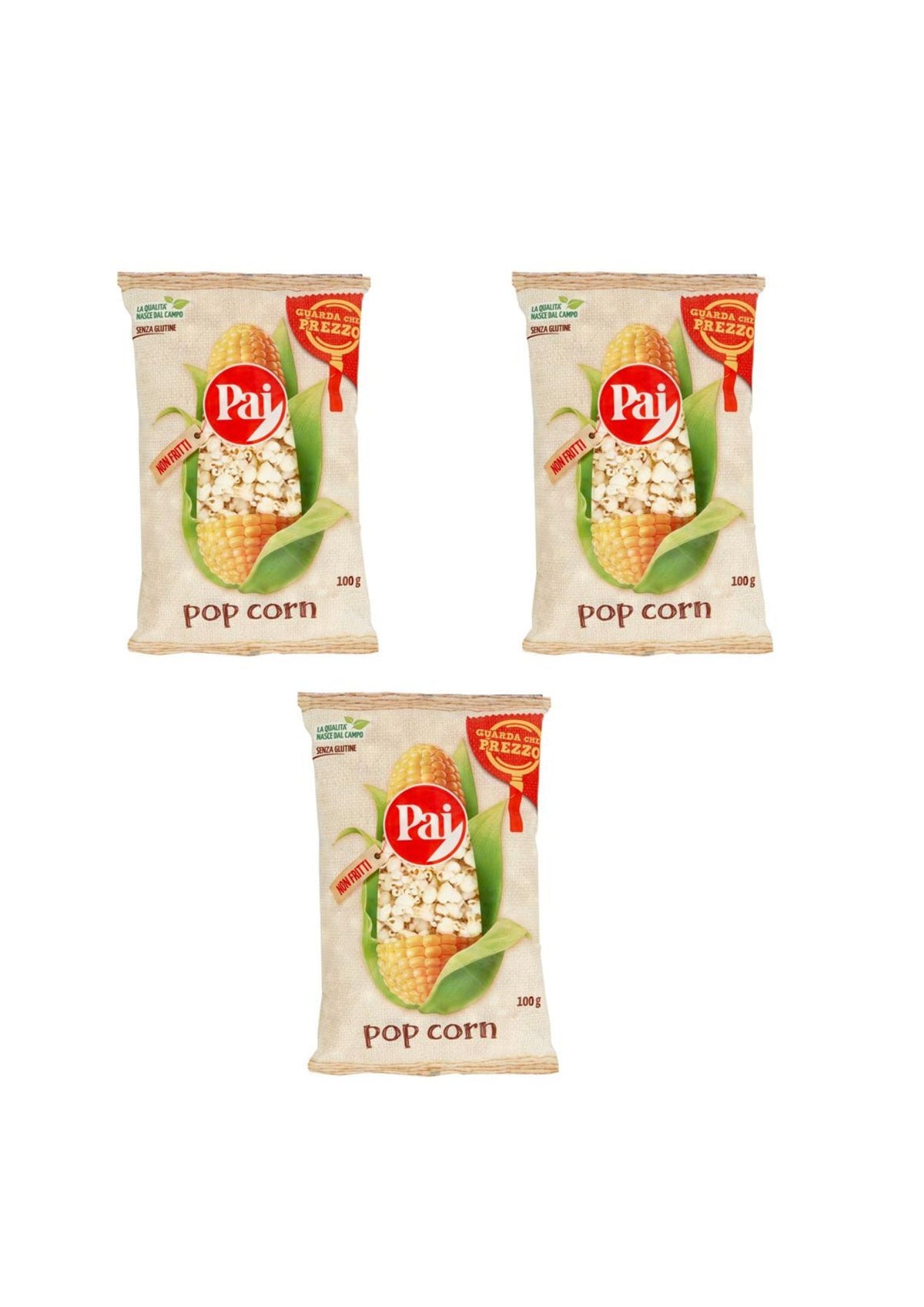 PAI Popcorn (3er-pack) – 3x100 g – Original italienischer Snack