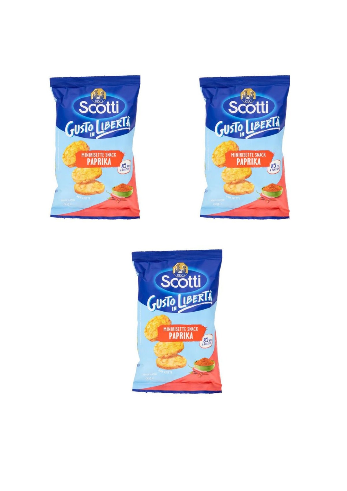 Riso Scotti Minirisette Snack Paprika (3er- pack)- 3x60gr - Original italienisch Snack
