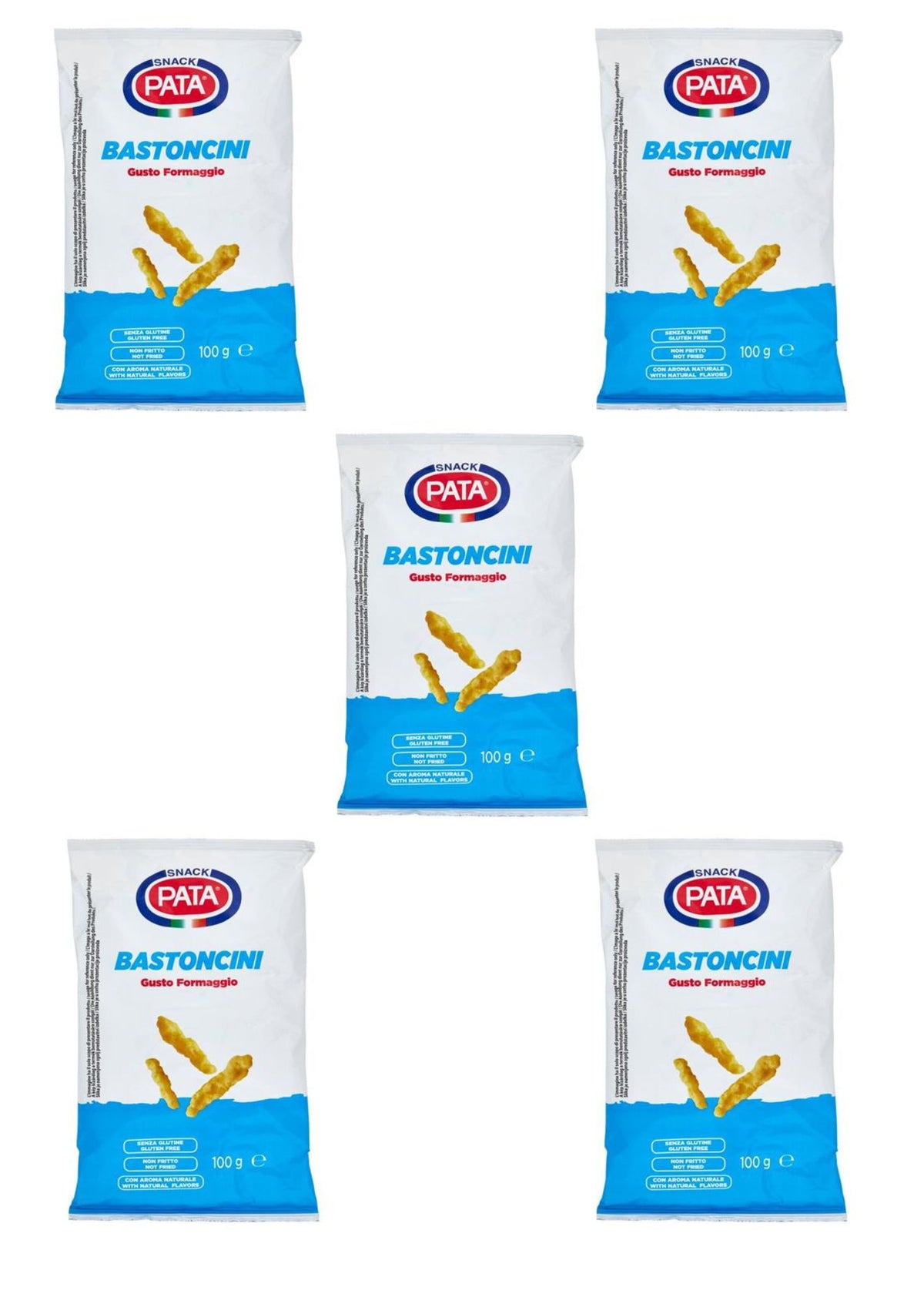 Pata Kartoffelsticks mit Käsegeschmack (5er-pack) – 5x100 g – Original italienischer Snack