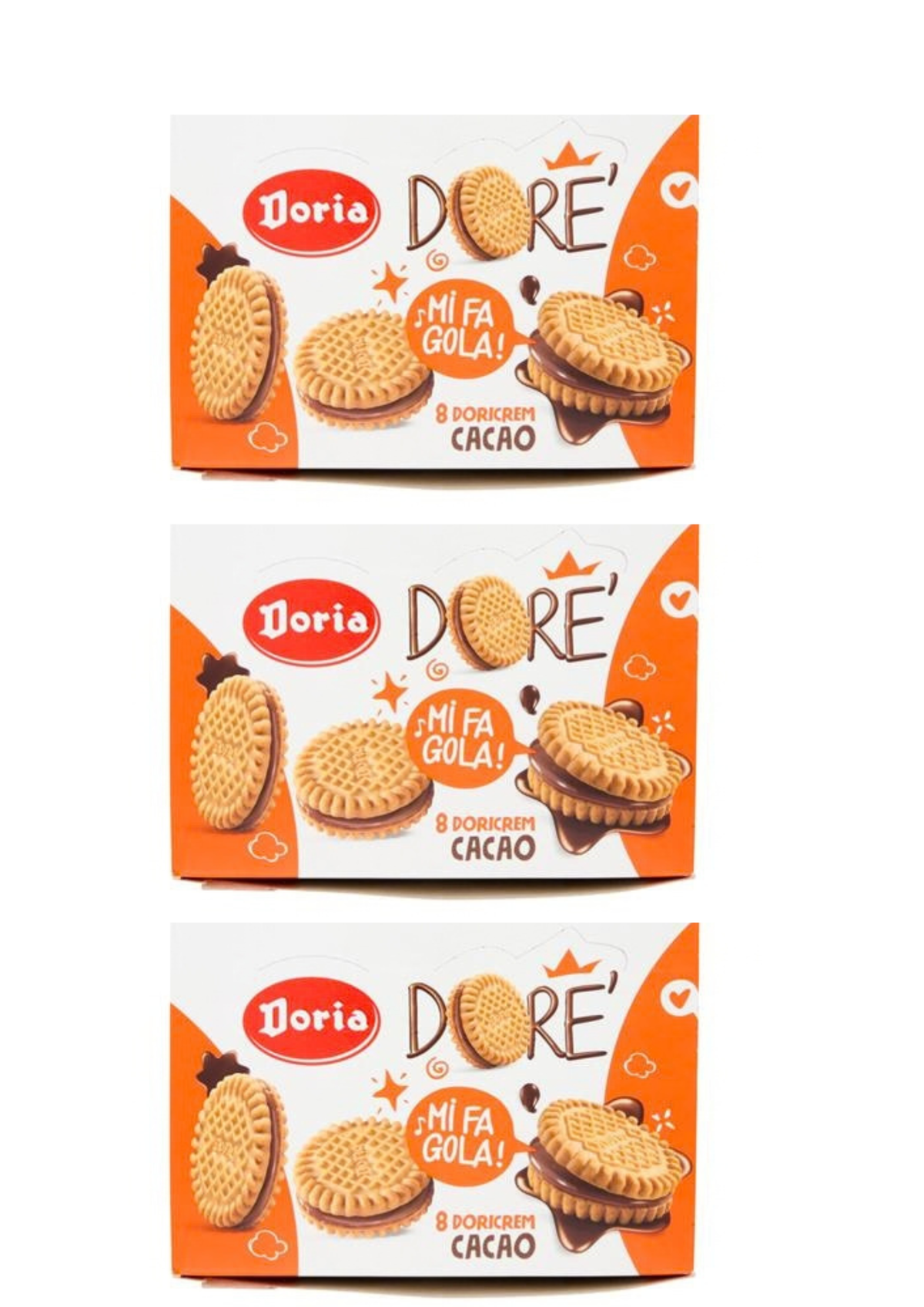 Doria Dorè Cacao – Biscotti al cacao – originale italiano – confezione da 3 – 3 × 75 g