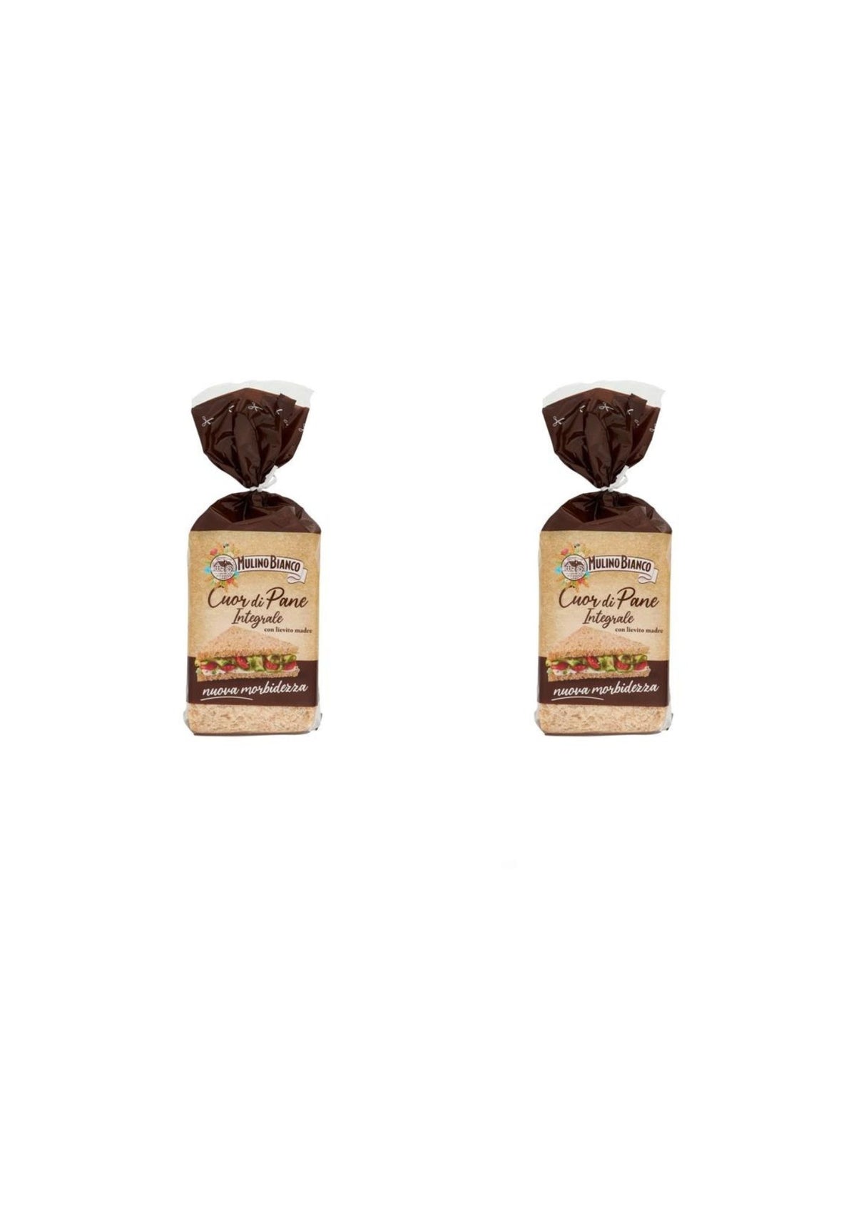 Mulino Bianco Cuor di Pane Vollkorn – Vollkorn-Sandwichbrot ohne Kruste – italienisch Original – 2er-Pack – 2 × 325 g