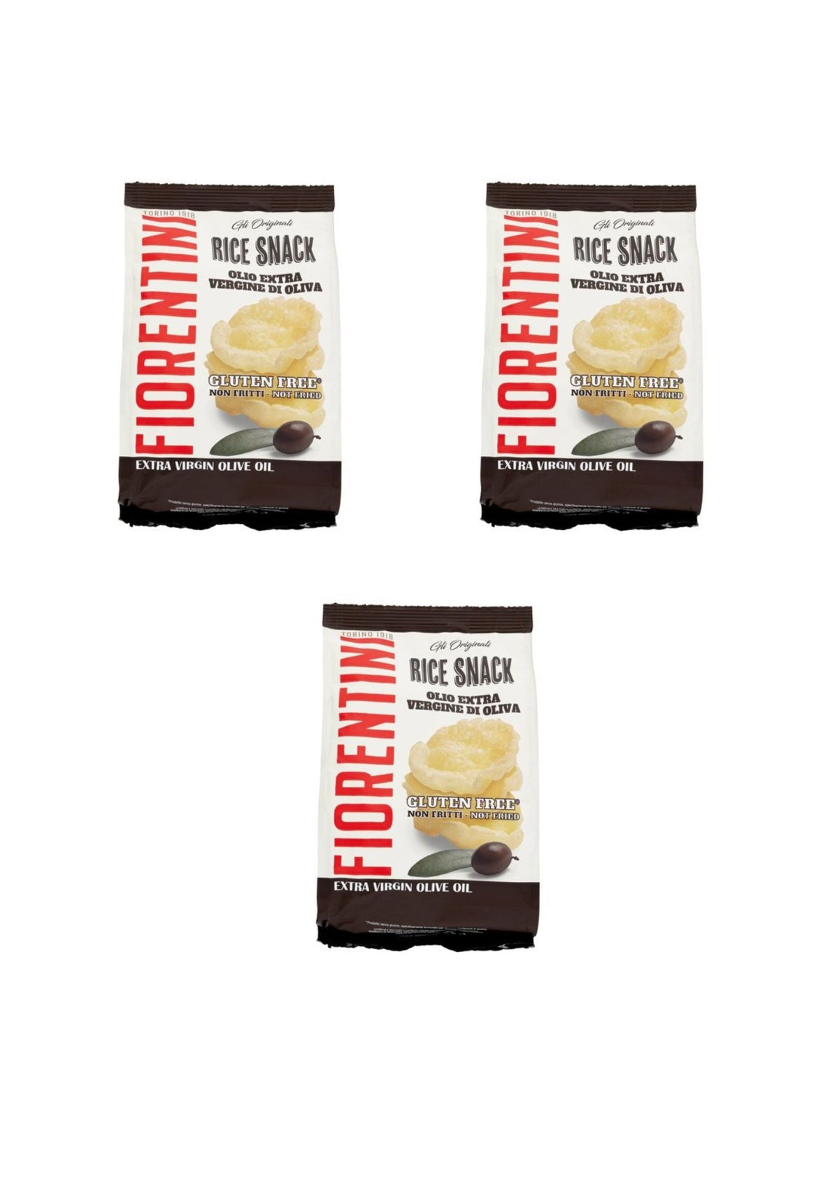 Fiorentini Rice Snack mit nativem Olivenöl extra (3er-pack) – 3x40 g – Original italienischer Snack